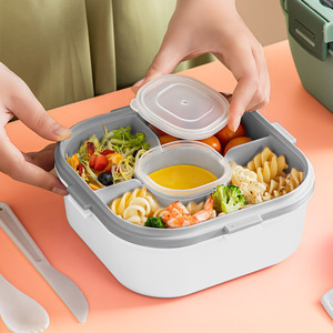 Set Perlengkapan Makan Bento 2 Lapis Anti Bocor, Aman untuk Microwave, Kotak Makan Siang Plastik PP untuk Berkemah dan Sekolah - Product Image 6