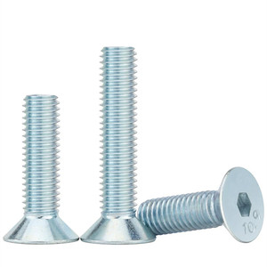 Vis à tête fraisée hexagonale creuse ISO, zinguées haute résistance de grade 10.9, à filetage complet, métriques M3 M4 - Product Image 3