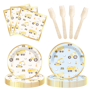 DAMAI - Juego de Decoración para Fiestas Infantiles, Platos y Vasos de Papel con Diseño de Camión, Juego de Artículos de Papel Sencillos y Frescos - Product Image 1