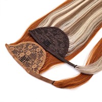 Extensions de queue de cheval lisses en cheveux humains russes Remy, longueur 10-24 pouces, doux et brillants, double trame, extensions à trame unique
