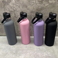 Pantalla de temperatura LED Botella de vacío de acero inoxidable con mango portátil para exteriores Botella de Boca Grande americana