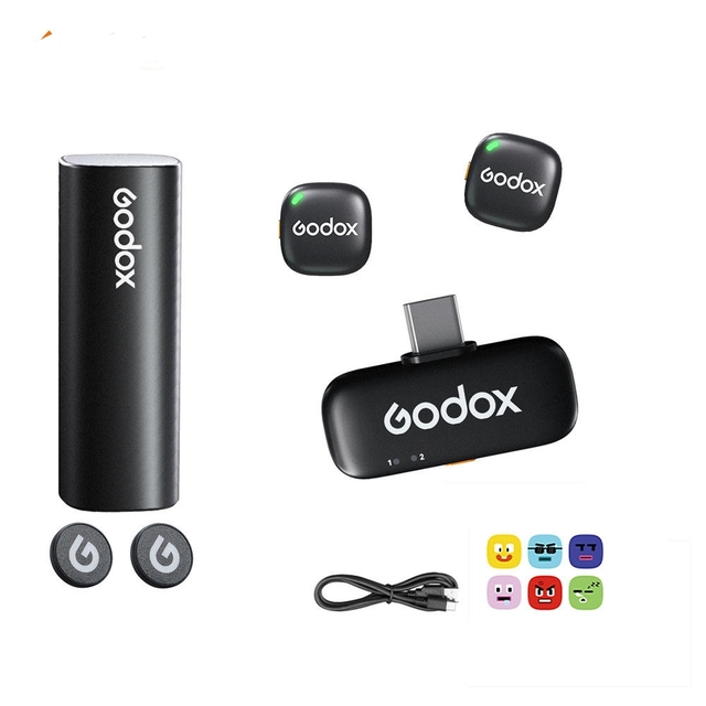 Godox C01 Wireless Lavalier Microphone Kit for iPhone Android 200m Noise Cancellation 27H Battery for Photography Vlog