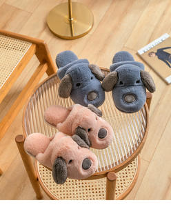 <span class=keywords><strong>Pantofole</strong></span> dell'interno della peluche del fumetto sveglio del <span class=keywords><strong>cane</strong></span> di LOGO su ordinazione all'ingrosso per l'inverno - Product Image 6