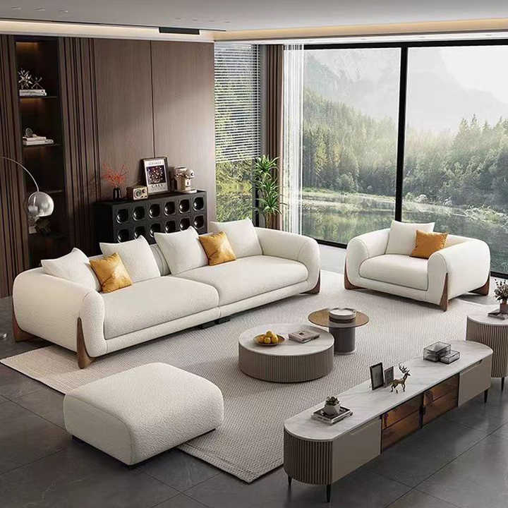 Modern White Fabric Sofa - Luxury Designer Hotel Living Room Furniture