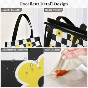 Lot de 6 sacs isothermes réutilisables Aloha, design floral hawaïen personnalisé, 20L, pour l'école, le bureau, les pique-niques en plein air - Product Image 2