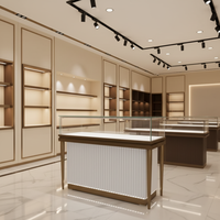 VENTE FLASH Meishi MS-0012 Vitrine à bijoux moderne en acier inoxydable avec éclairage LED, verre trempé, personnalisation du logo