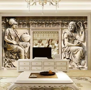 Mural de pared impermeable clásico europeo para sala de estar relieve figura mitológica Peel and Stick Wallpaper - Product Image 1