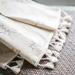 Bubaba gros Beige coton lin demi porte rideau gland imprimé fini <span class=keywords><strong>baie</strong></span> <span class=keywords><strong>vitrée</strong></span> décoration cantonnières - Product Image 3