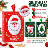 Coffret cadeau de serviettes de Noël avec motifs Père Noël, bonhomme de neige et sapin, 35x35cm, emballage compact pour cadeaux en gros