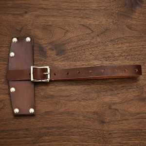 HUNTING HUNTS Handmade Classic Brown Cowhide Leather <b>Axe</b> Hatchet Sheath Carpenters Adjustable Wood <b>Handle</b> Nickel Plated Alloy - Product Image 3