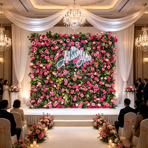 Décorations de mariage artificielles pour l'intérieur et l'extérieur, murs de fleurs artificielles roses et blanches pour décorations de mariage - Product Image 5