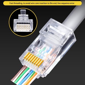 ขั้วต่อ RJ45 Cat6 แบบไม่มีฉนวนป้องกัน 8p8c ชุบทองเต็มรูปแบบ ชิปแบบทะลุรู ขั้วต่ออีเธอร์เน็ต - Product Image 4
