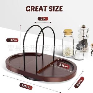Wooden Rotating Condiment Rack With <b>Paper</b> Towel Holder Multi Compartment <b>Kitchen</b> Storage Lazy Susan Organizer - Product Image 5