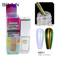 Poudre de chrome liquide à séchage rapide Bojun série MBJ, effet miroir magique, 14 couleurs, effet miroir métallique changeant de couleur, nail art, MSDS