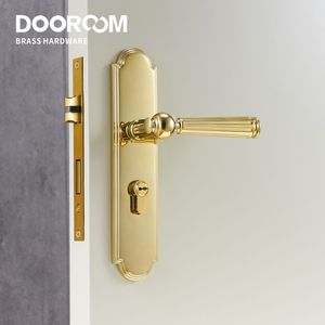 Dooroom đồng thau cửa đòn bẩy thiết lập hiện đại biệt thự phòng ngủ vàng Chrome mới cổ điển rắn gỗ nội thất khóa thiết lập Dummy khóa - Product Image 2