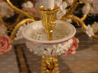 Lampe de sol décorative d'intérieur en laiton plaqué or 24 carats et céramique, lumière blanc chaud 3500K, pour salon, chambre, maison, villa