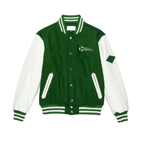 Chaqueta de Invierno de Lana de Alta Calidad, Diseño Moderno, Color Verde, Mangas Largas, Chaqueta Deportiva de Béisbol para Hombre, Hecha en Pakistán - Product Image 1
