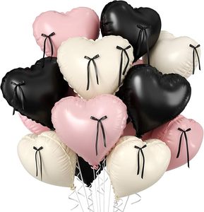 10Pcs/set 18 Inch Heart Shaped Balloon with Bow Ribbon Foil Balloons Set for <strong>Brithday</strong> Baby Shower Valentines Party <strong>Decoration</strong> - Product Image 1