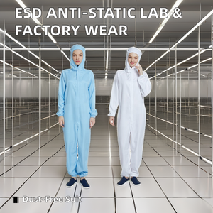 Traje ESD para trabajadores Juego de ropa de limpieza antiestática sin polvo Capucha Apel Ropa DE SEGURIDAD dividida para fábrica - Product Image 2