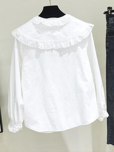 Camicie di <span class=keywords><strong>cotone</strong></span> camicetta <span class=keywords><strong>donna</strong></span> Stand colletto lanterna manica lunga top di <span class=keywords><strong>cotone</strong></span> abiti eleganti femminili di moda - Product Image 3