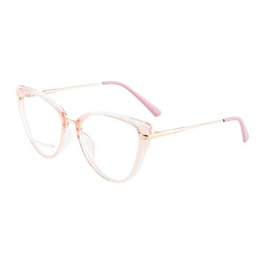Monturas de gafas estilo ojo de gato Tr87080, montura completa, lentes planas con filtro de luz azul para mujer, lentes transparentes de acetato, estilo europeo. - Product Image 1