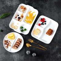 Plateau de service pour restauration rapide, 5 compartiments, céramique écologique, plateau carré pour dîner, compartiment à nourriture à motifs pour restaurants