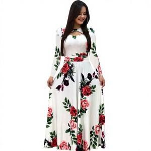 Kadınlar Casual bahar uzun kollu elbise elbise baskı Robe Femme Vestidos Slim Fit Streetwear uzun kollu uzun Maxi elbise - Product Image 1