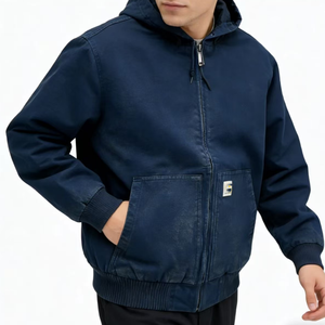 Vêtements <span class=keywords><strong>de</strong></span> <span class=keywords><strong>travail</strong></span> pour hommes, style décontracté d'hiver, en toile épaisse, col rabattable Detroit, fermeture éclair interstellaire, coupe-vent, avec logo sur le devant - Product Image 1