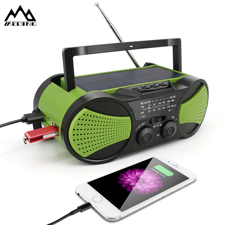 MEDING oem аварийное ручное оповещение Динамо фонарик многополосный портативный солнечный fm радио MP3-плеер с tf динамиком