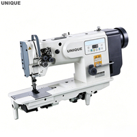 Machine à coudre industrielle à double aiguille à point noué à alimentation par entraînement pour cuir UNIQUE GC20606DD-2N de haute qualité