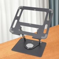 Support pour ordinateur portable en alliage argenté avec base rotative à angle réglable pour la maison et le bureau, supporte les ordinateurs portables/tablettes jusqu'à 20 kg