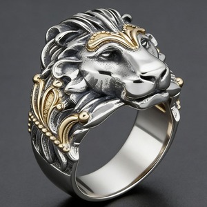 Bagues en <span class=keywords><strong>métal</strong></span> or et argent pour hommes, motif tête <span class=keywords><strong>de</strong></span> lion, style motard, punk <span class=keywords><strong>rock</strong></span>, unisexe, pour garçons, streetwear, hip hop, accessoire <span class=keywords><strong>de</strong></span> mode décontracté - Product Image 2