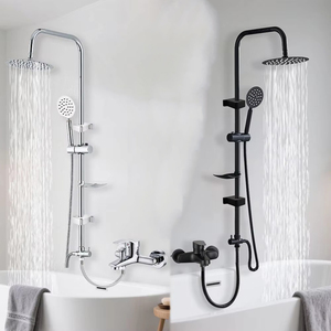 Moderno di alta qualità separato in ottone rubinetto doccia <span class=keywords><strong>nero</strong></span> cromato colonna per <span class=keywords><strong>bagno</strong></span> vasca da <span class=keywords><strong>bagno</strong></span> doccia sistema accessori - Product Image 1