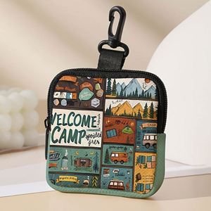 Monedero estampado de cuero artificial, impermeable, de imitación de cuero, bolsa de almacenamiento con cremallera, mini bolsa multifuncional portátil para auriculares - Product Image 1