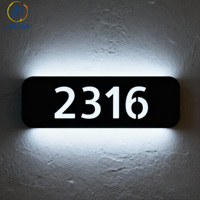 Plaque de porte en laiton avec éclairage LED personnalisé professionnel, design moderne, avec numéros de maison lumineux pour hôtels