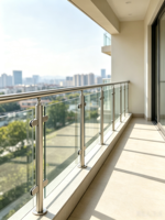 Offre Spéciale : Garde-corps de balcon moderne en acier inoxydable avec verre, résistant à la rouille