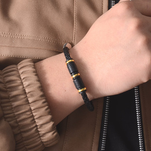 <b>Leather</b> Woven <b>Bracelet</b> 19cm 21cm 23cm Magnetic Closure Men's Jewelry Gift - Product Image 2