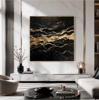 Tableau mural abstrait en toile marbrée bleue et or, impression dorée de luxe pour la maison et l'hôtel, peinture décorative, vente en gros OEM ODM