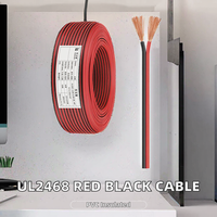 Câble électronique double parallèle 2 conducteurs rouge et noir, norme américaine 2468, 24AWG, isolation PVC, cordon d'alimentation pour lampe LED