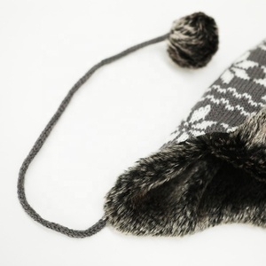 Nouveau <span class=keywords><strong>bonnet</strong></span> d'hiver design pour enfants, chaud, avec cache-oreilles, doublure <span class=keywords><strong>polaire</strong></span> jacquard, pompon, tricoté, pour sports de plein air, casquette - Product Image 2