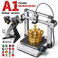 Imprimante 3D FDM A1 Combo avec système AMS automatique, grande taille d'impression, haute vitesse, machine d'impression de bureau fermée