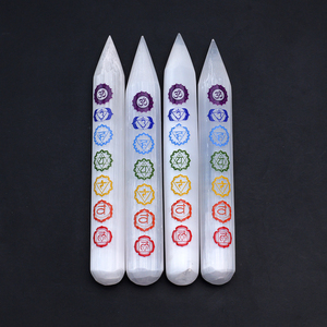 Varinha de Cristal de Selenita Natural para Meditação e Decoração Espiritual, Obelisco de Cura Reiki com 7 Chakras - Product Image 3