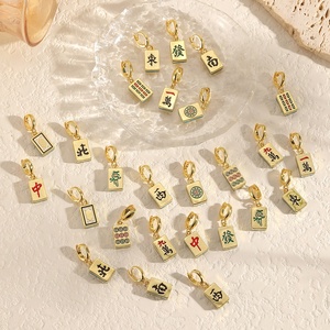 Charm a Clip Mahjong di Tendenza per Creazione di Gioielli, Bracciali e Collane Fai-da-Te, Charm in Metallo Dorato con Smalto - Product Image 5