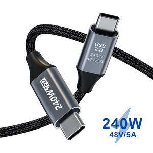 Câble USB C vers USB C 240W 48V 5A Charge ultra rapide Câble de données tressé en nylon Type C pour MacBook Pro <span class=keywords><strong>Samsung</strong></span> iPhone 15 16 - Product Image 1