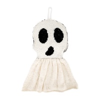 Décoration suspendue fantôme blanc personnalisée pour Halloween, pendentif en tissu brodé à la punch needle pour décoration murale de fête