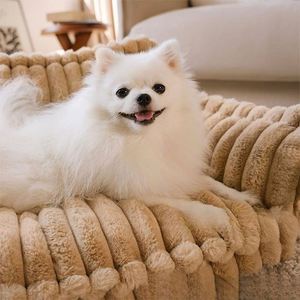Dog & <b>Cat</b> Bed Cave All-Season Warm <b>Plush</b> Striped Modern Rectangle Eco-Friendly Washable Anti-Slip Fashion Classic Pet Beds - Product Image 3