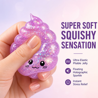 Jouet Squishy Caca Pailleté Amusant avec LED, Doux et Anti-stress, Idéal pour les Cadeaux de Fête et les Anniversaires d'Enfants