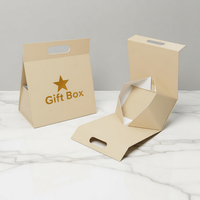 Boîte en papier pliable en forme de A, imprimée sur mesure, verte, avec poignée découpée et fermeture magnétique, doublure en éponge, emballage cosmétique de luxe
