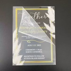 Invitation de <span class=keywords><strong>mariage</strong></span> personnalisée en acrylique, carte de <span class=keywords><strong>mariage</strong></span> en plastique transparent, gravée au laser, ensemble de papeterie de <span class=keywords><strong>mariage</strong></span> moderne minimaliste de luxe - Product Image 5