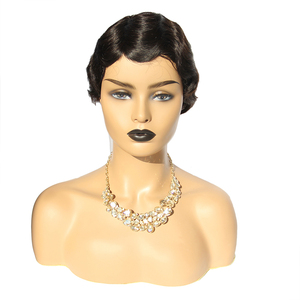 Venta al por mayor de peluca corta tipo <span class=keywords><strong>bob</strong></span> de cabello humano Remy brasileño 100% para rizos, hecha a máquina, sin encaje, con encaje transparente - Product Image 4